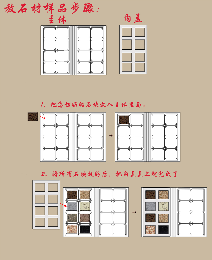 石材样块摆放步骤